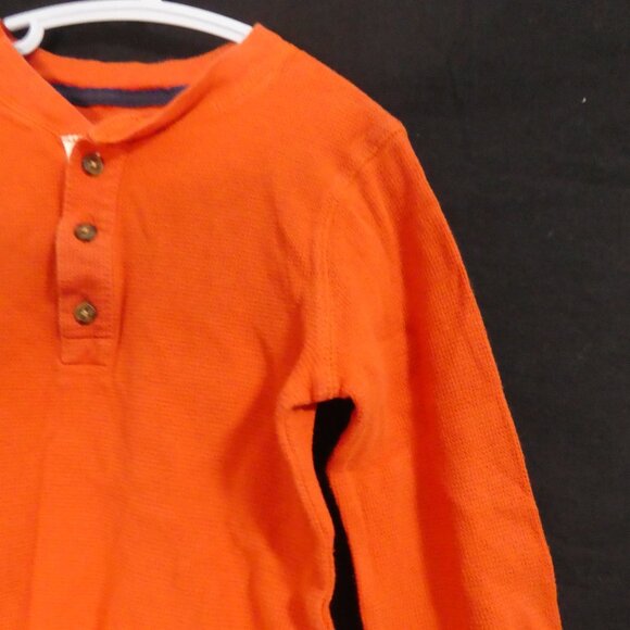 CARTER'S | size 5 | Orange Waffle Knit Long Sleeve Shirt | Partial Button-Up - Picture 5 of 14